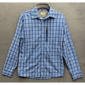 L.L.Bean Men Regular Fit Plaid Cool Weave Tech Fishing UPF Outdoor Shirt Small